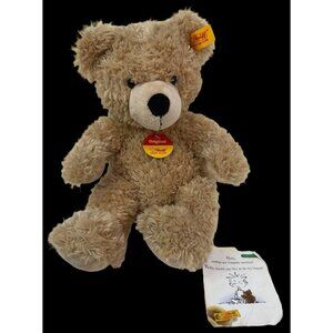 W/ ALL TAGS Vintage 2004 Steiff 10" Teddy Bear 111327 Teddybar Fynn 28 Curly Tan